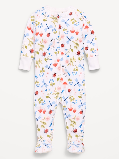 Une-pièce ajusté Nuit ou jeu à pieds et à glissière bidirectionnelle Old Navy x Lovevery pour bébé - Lys Blanc