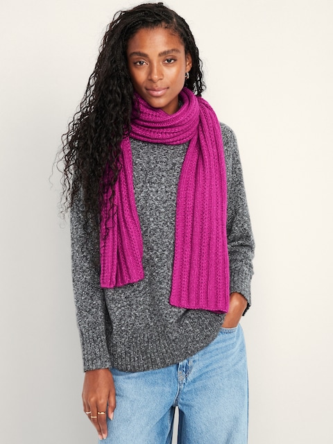 Écharpe en tricot épais pour femme - Laque Magenta