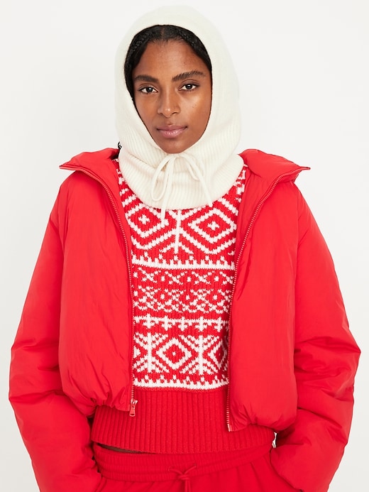 L'image numéro 1 présente Passe-montagne en tricot côtelé