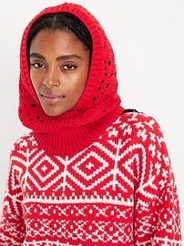 L'image numéro 1 présente Passe-montagne en tricot crocheté