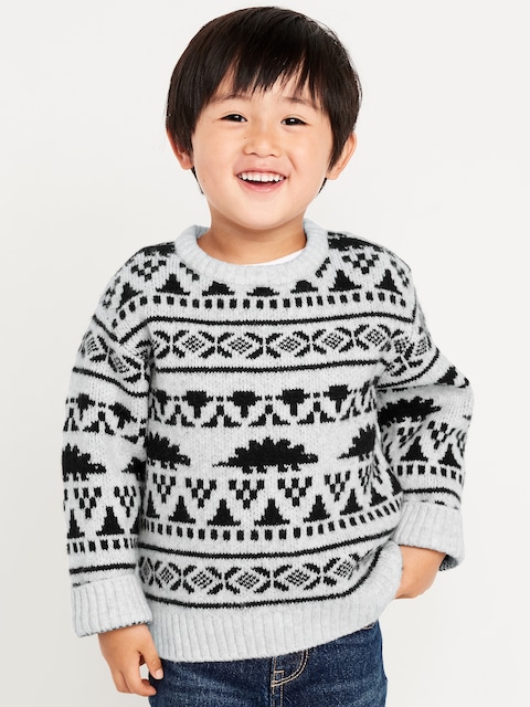 Chandail surdimensionné SoSoft à imprimé des Fêtes pour tout-petit garçon - Motif Jacquard Aux Couleurs Neutres