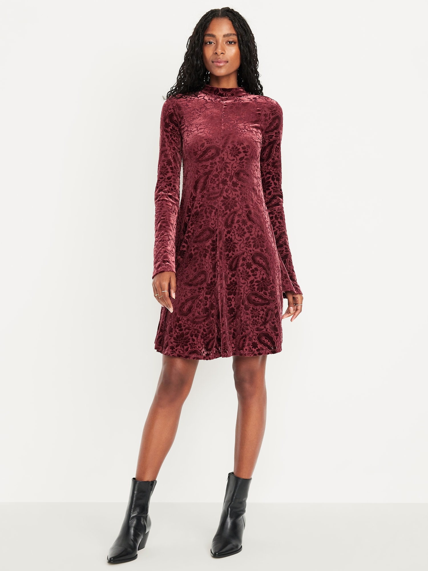 Long-Sleeve Velour Mini Dress | Old Navy