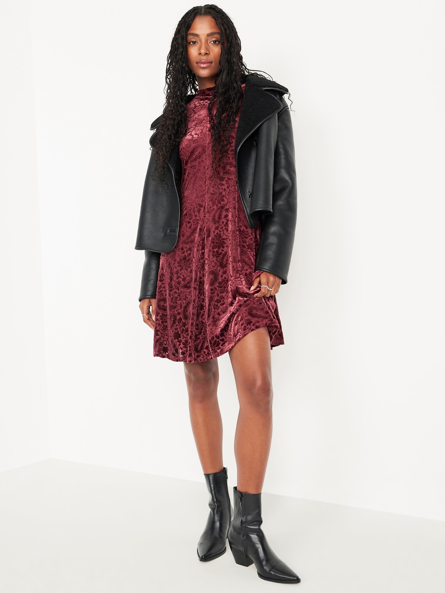 Long-Sleeve Velour Mini Dress | Old Navy