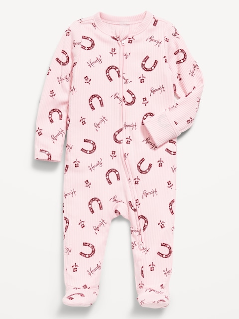 Ribbed 2-Way-Zip Sleep & Play Footed One-Piece for Baby