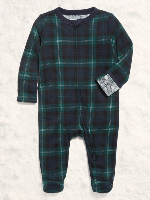 2-Way-Zip Sleep & Play Footed One-Piece for Baby - Navy Plaid (Match The Fam!)