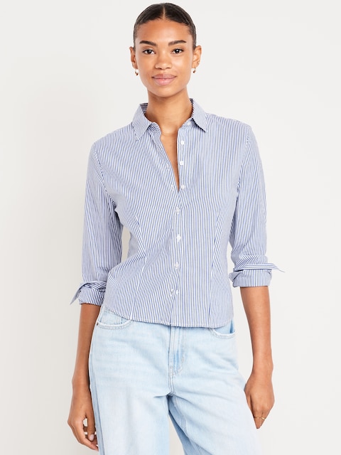 Slim Button-Down Striped Shirt - Blue Stripe