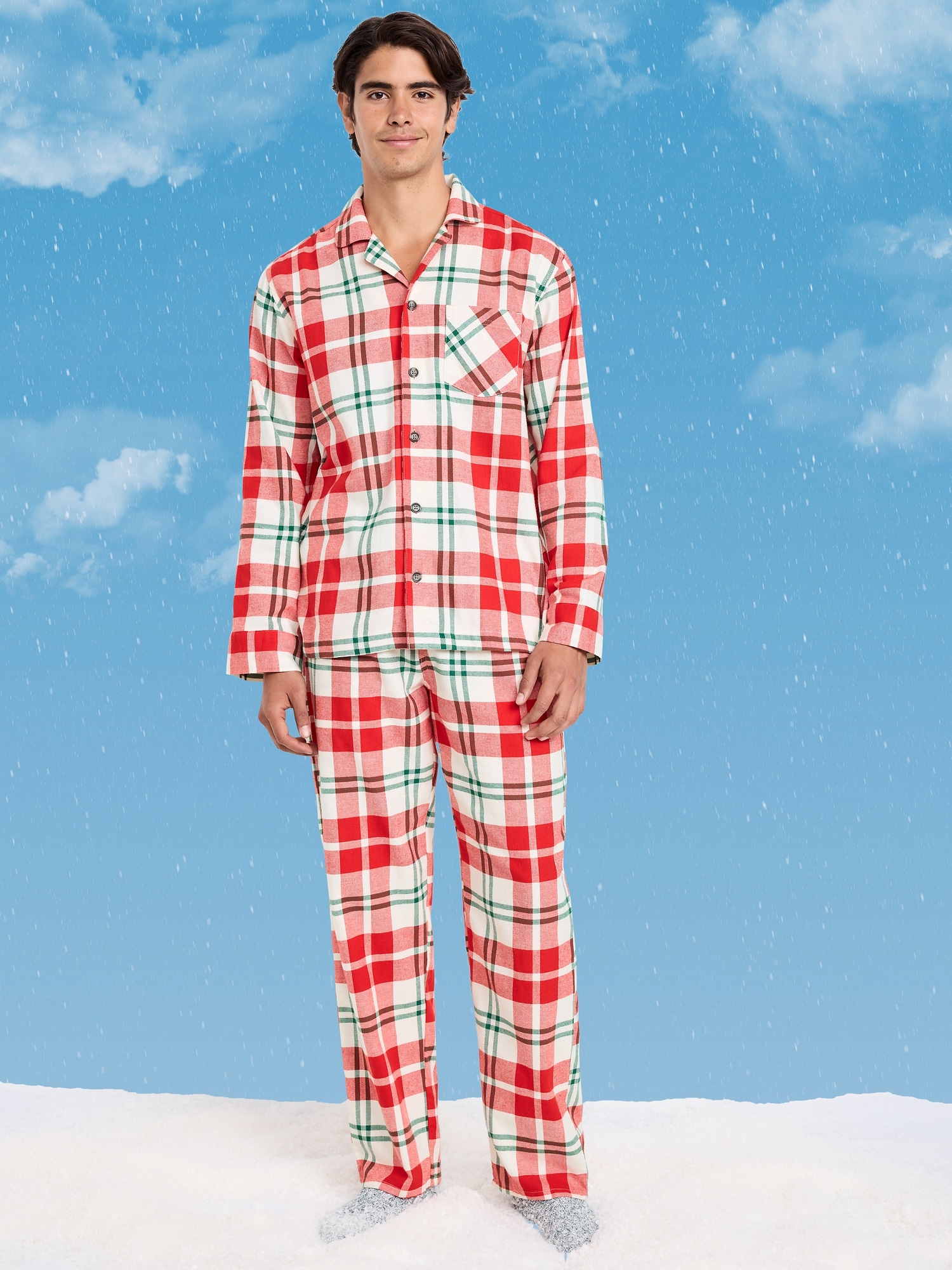 Plaid Flannel Pajama Set for Men