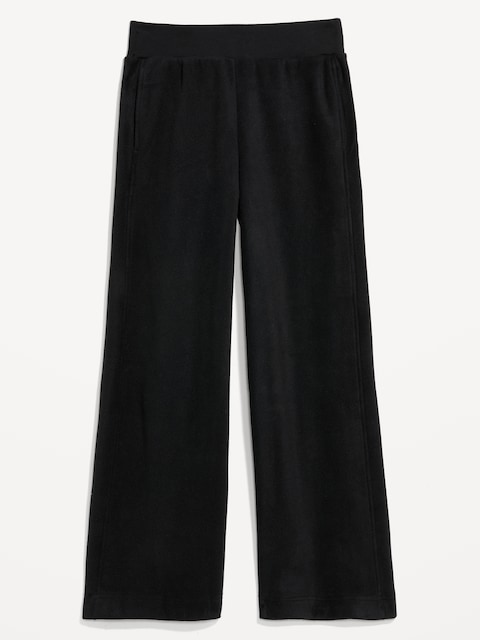 Extra High-Waisted Microfleece Wide-Leg Pants - Black Jack
