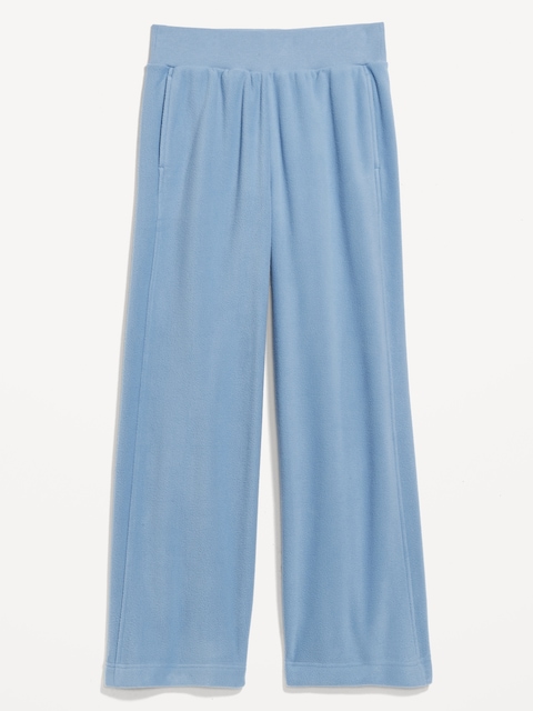 Extra High-Waisted Microfleece Wide-Leg Pants - Blue Periwinkle