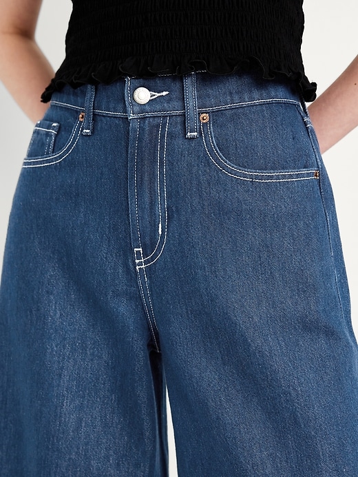 Image number 5 showing, High-Waisted Baggy Wide-Leg Culotte Jeans