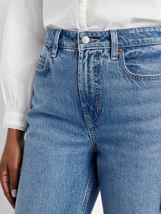 Image number 5 showing, Curvy Extra High-Waisted Cuffed Wide-Leg Jeans