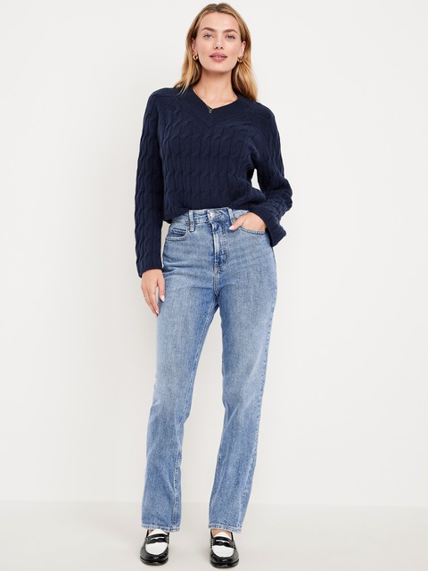 Extra High-Waisted Straight Jeans - Medium Wash
