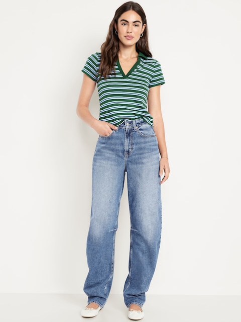 High-Waisted Baggy Barrel Jeans - Medium Wash