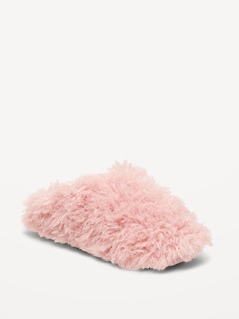 Faux Fur Slippers for Women - Powder Pink