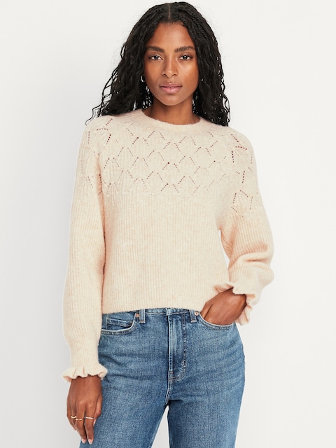 Loose Crew-Neck Cropped Sweater