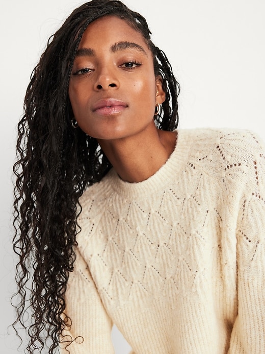 Image number 3 showing, Loose Crew-Neck Cropped Sweater