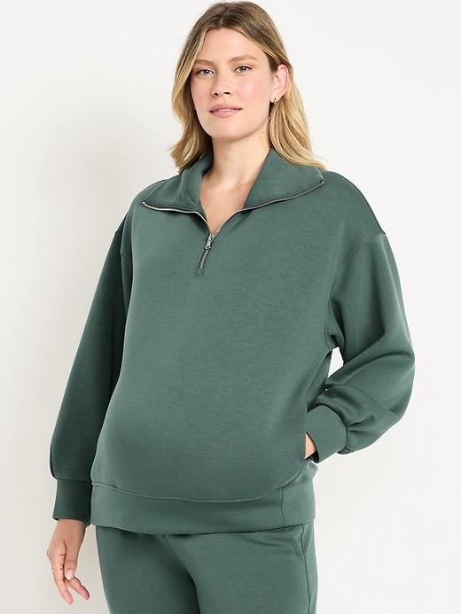 Image number 1 showing, Maternity Bounce Fleece Half-Zip Pullover