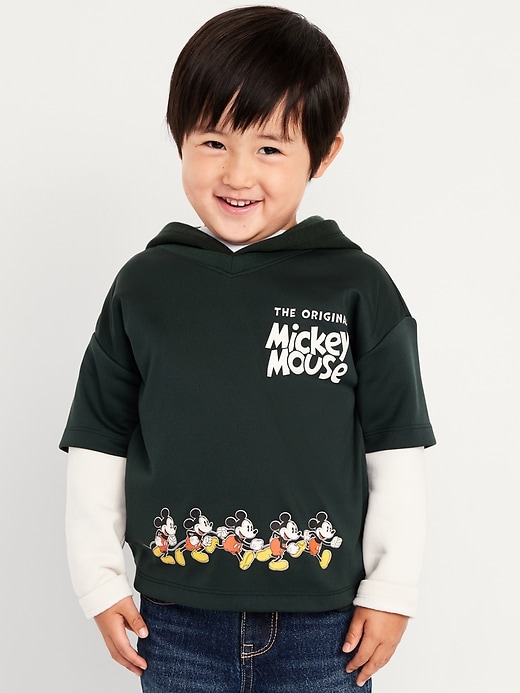 Image number 1 showing, Disney© Mickey Mouse Oversized Unisex Graphic Hoodie for Toddler
