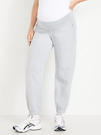 L'image numéro 1 présente Pantalon de jogging en Molleton dynamique à taille rabattable de maternité
