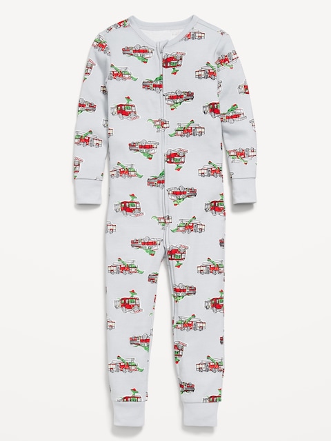 PYJAMA UNE-PIÈCE AJUSTÉ À GLISSIÈRE BIDIRECTIONNELLE À MOTIF UNISEXE POUR TOUT-PETIT ET BÉBÉ