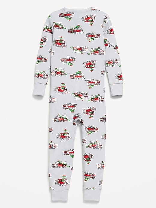L'image numéro 2 présente Pyjama une-pièce ajusté à glissière bidirectionnelle à motif unisexe pour tout-petit et bébé