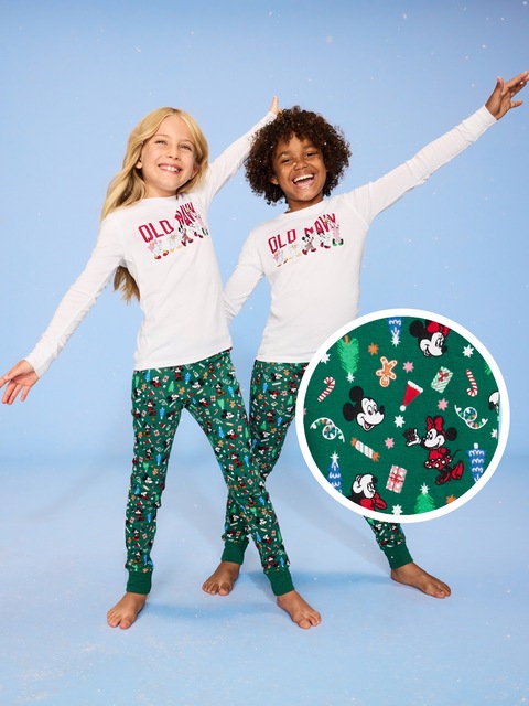 Old Navy x Disney Gender-Neutral Snug-Fit Graphic Pajama Set for Kids - Mickey & Minnie Holiday (Match The Fam!)