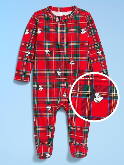 Une-pièce Nuit ou jeu à pieds à glissière à double sens Old Navy x Disney© pour bébé - Carreaux À Imprimé Mickey Et Minnie (Assorti Pour La Famille!)