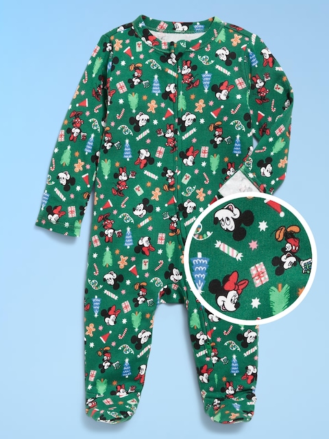Une-pièce Nuit ou jeu à pieds à glissière à double sens Old Navy x Disney© pour bébé - Mickey Et Minnie Des Fêtes (Motif Assorti Pour La Famille!)