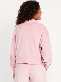 Image number 2 showing, Long-Sleeve Velour Half-Zip Pullover for Girls