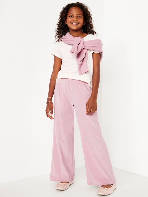 High-Waisted Velour Wide-Leg Pants for Girls