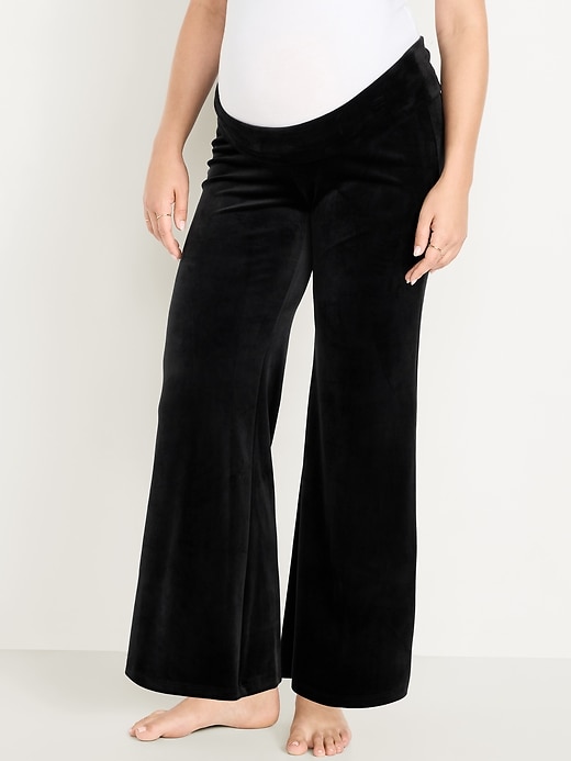 Image number 2 showing, Maternity Velour Rollover Waist Pajama Pants