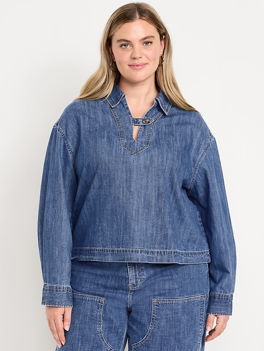 Image number 7 showing, Long-Sleeve Popover Jean Shirt