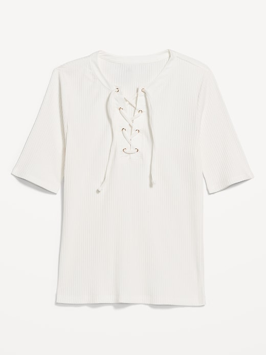 Image number 4 showing, Short Sleeve Lace-Front Top