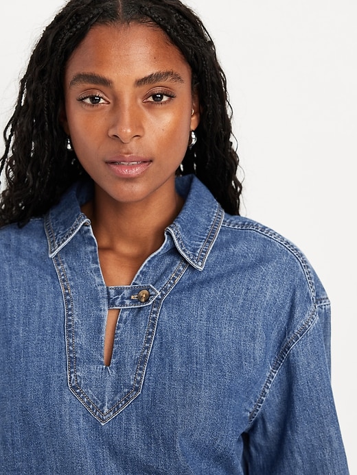 Image number 4 showing, Long-Sleeve Popover Jean Shirt