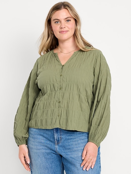 Image number 6 showing, Button-Down Smocked Top