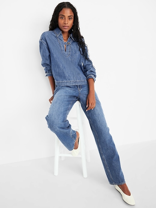 Image number 3 showing, Long-Sleeve Popover Jean Shirt