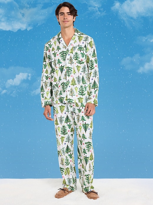 Image number 1 showing, Printed Flannel Pajama Set for Men