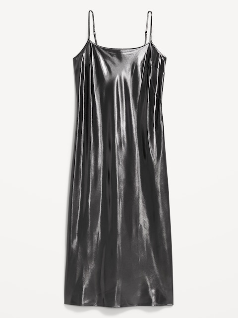 Shine Satin Maxi Dress - Dark Gray