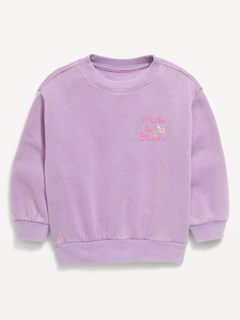 Embroidered Crew-Neck Sweatshirt for Toddler Girls