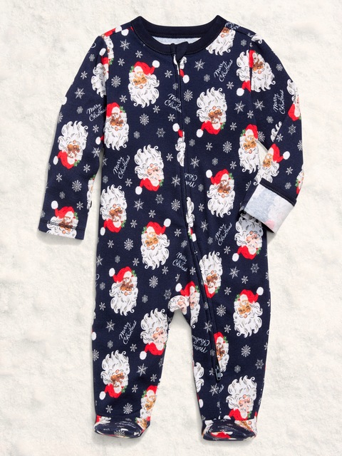 2-Way-Zip Sleep & Play Footed One-Piece for Baby - Jolly Santa (Match The Fam!)