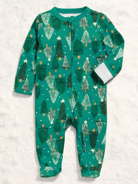 2-Way-Zip Sleep & Play Footed One-Piece for Baby - Xmas Tree