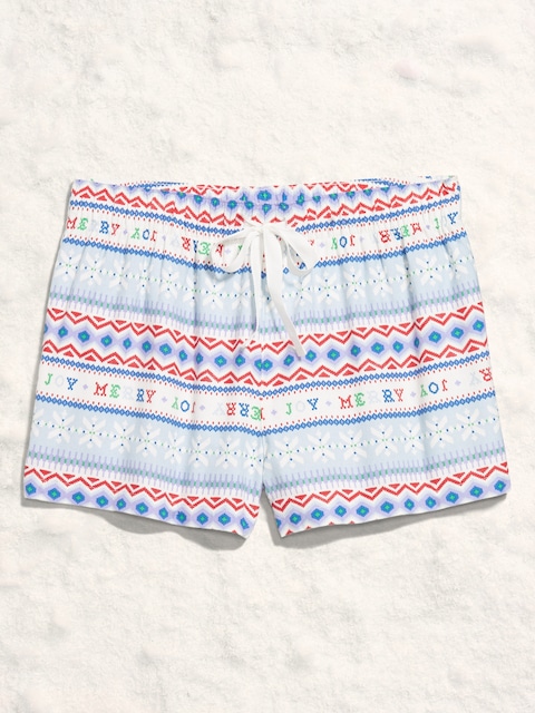Flannel Boxer Pajama Shorts for Women - Festive Fairisle (Match The Fam!)