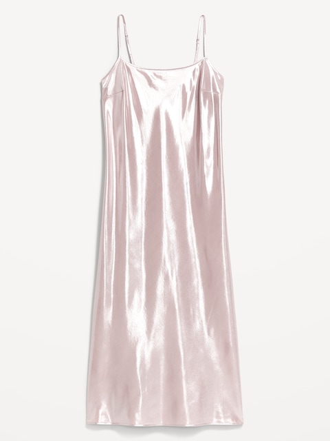 Shine Satin Maxi Dress - Light Pink