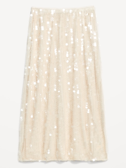L'image numéro 1 présente Jupe droite mi-longue à taille haute à paillettes