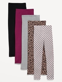 Image number 1 showing, Full-Length Leggings 5-Pack for Girls