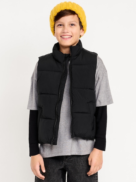 Water-Resistant Quilted Puffer Vest for Boys - Black Jack