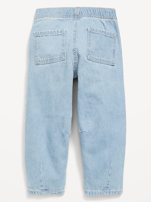 Image number 4 showing, Pull-On Baggy Bow Barrel-Leg Jeans for Toddler Girls
