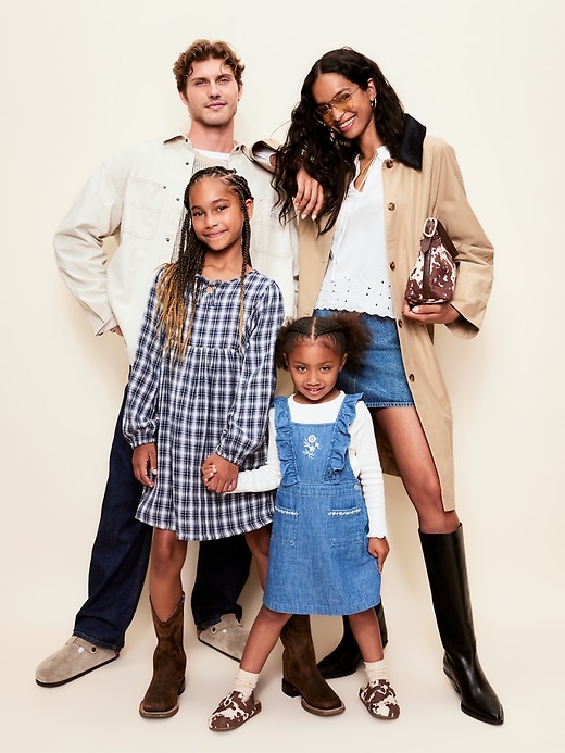 Image number 3 showing, Long-Sleeve Ribbed T-Shirt and Embroidered Jean Dress Set for Toddler Girls