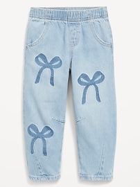 Image number 2 showing, Pull-On Baggy Bow Barrel-Leg Jeans for Toddler Girls