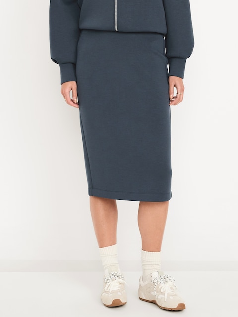 Extra High-Waisted Bounce Fleece Midi Skirt - Dusk Navy